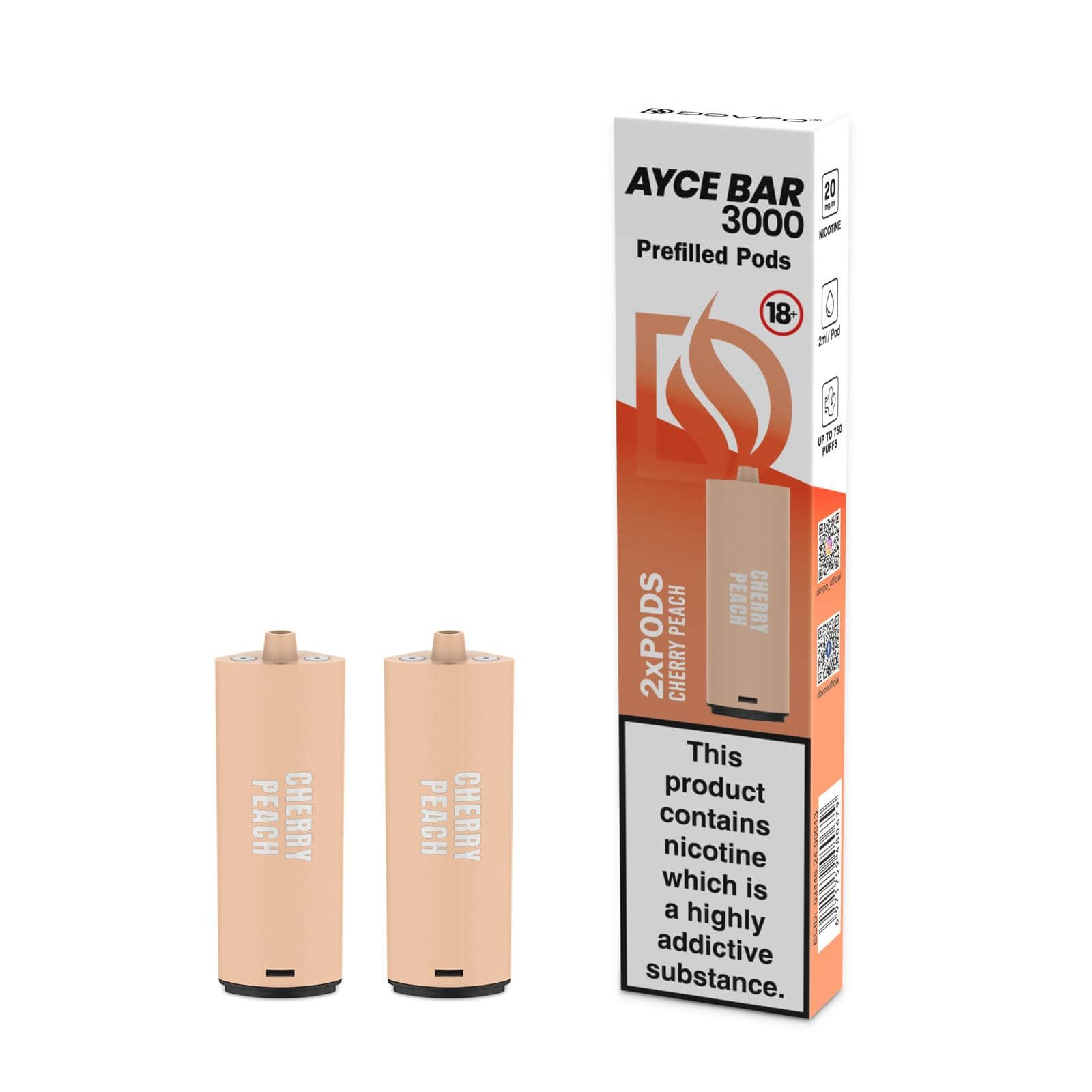 Dovpo Ayce Bar 3000 Prefilled Pods | 20mg 2pcs/pack - Cherry Peach image