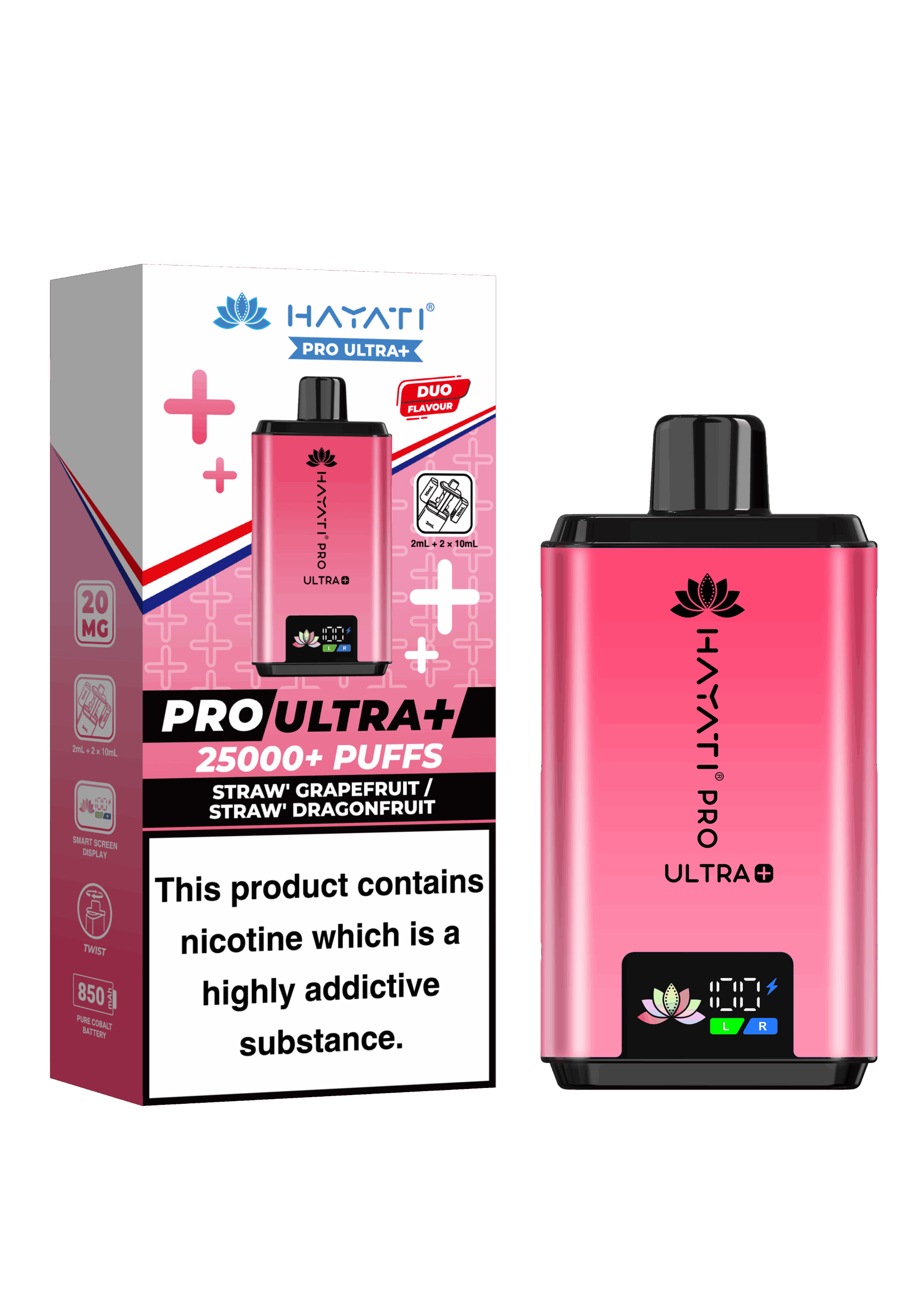 Hayati Pro Ultra Plus 25K Prefilled Vape Kit - Straw' Grapefruit / Straw' Dragonfruit image