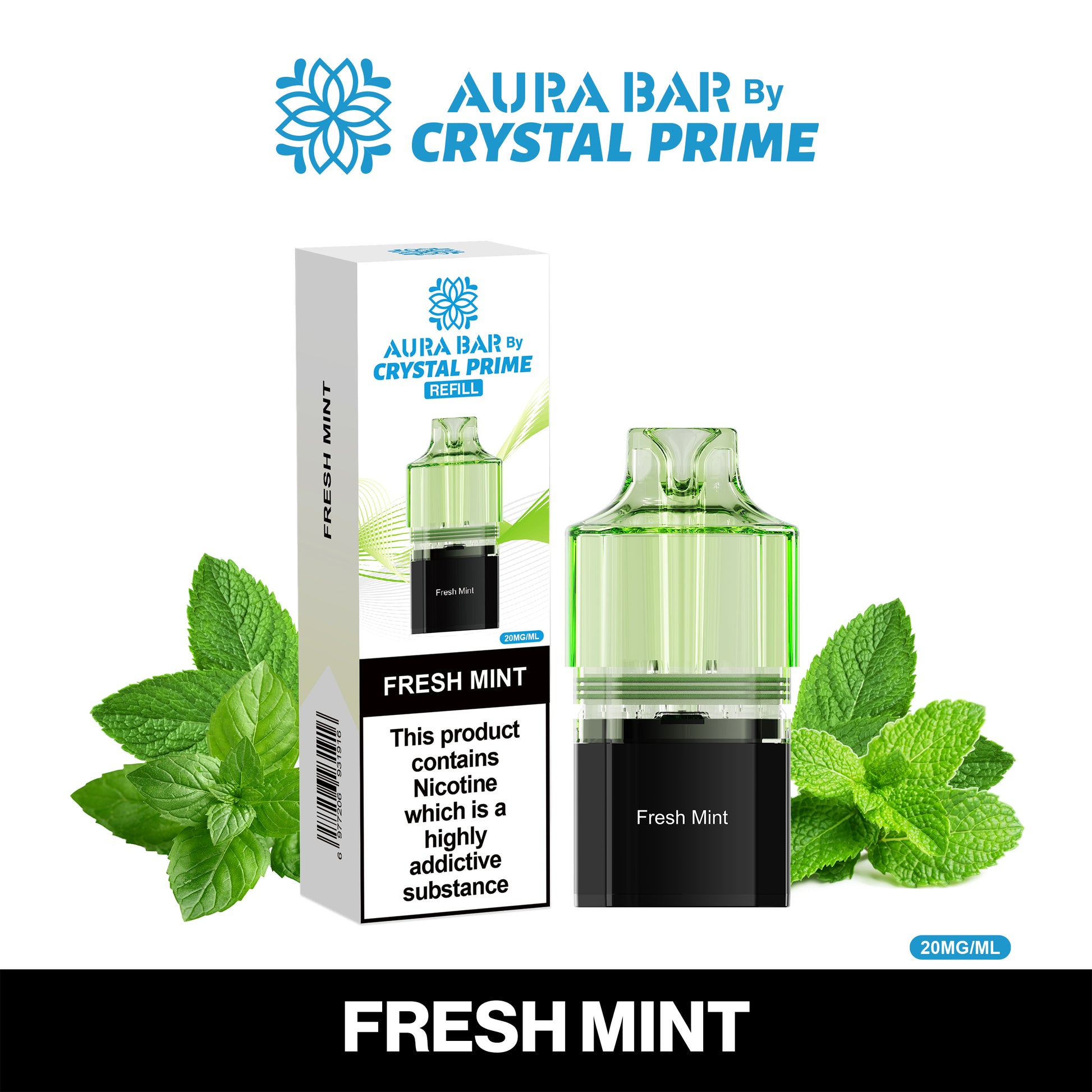 Crystal Prime Aura Bar 10K Prefilled Pods - Fresh Mint image