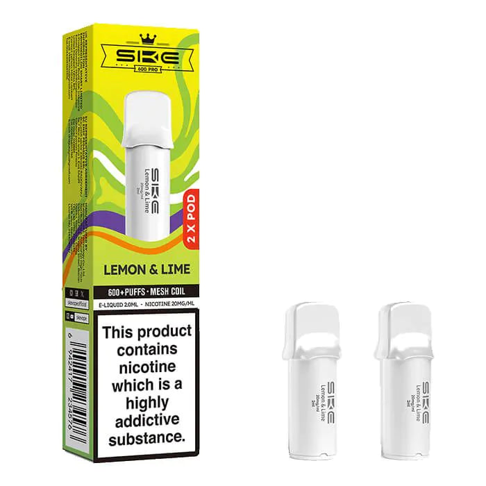 SKE Crystal Bar 600 Pro Prefilled Pods – 20mg Nicotine Salt (2 Pack) - Lemon Lime image