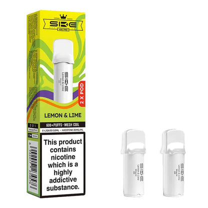 SKE Crystal Bar 600 Pro Prefilled Pods – 20mg Nicotine Salt (2 Pack) - Lemon Lime image