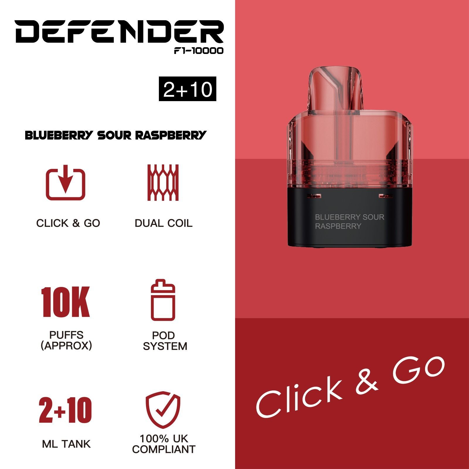 Defender F1-10000 Prefilled Pod - Blueberry Sour Raspberry image