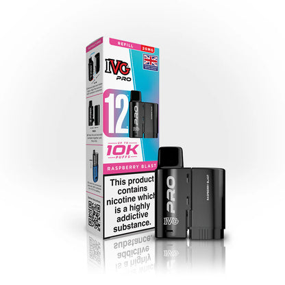 IVG Pro 12 Refill Pods – 2ml + 10ml | Up to 10,000 Puffs | 20mg Nic Salt - raspberry-blast image
