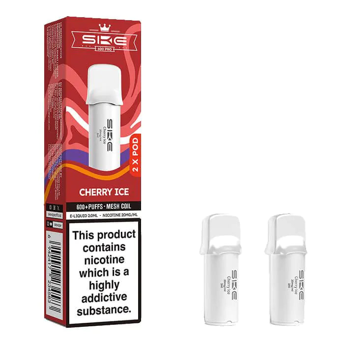 SKE Crystal Bar 600 Pro Prefilled Pods – 20mg Nicotine Salt (2 Pack) - Cherry Ice image