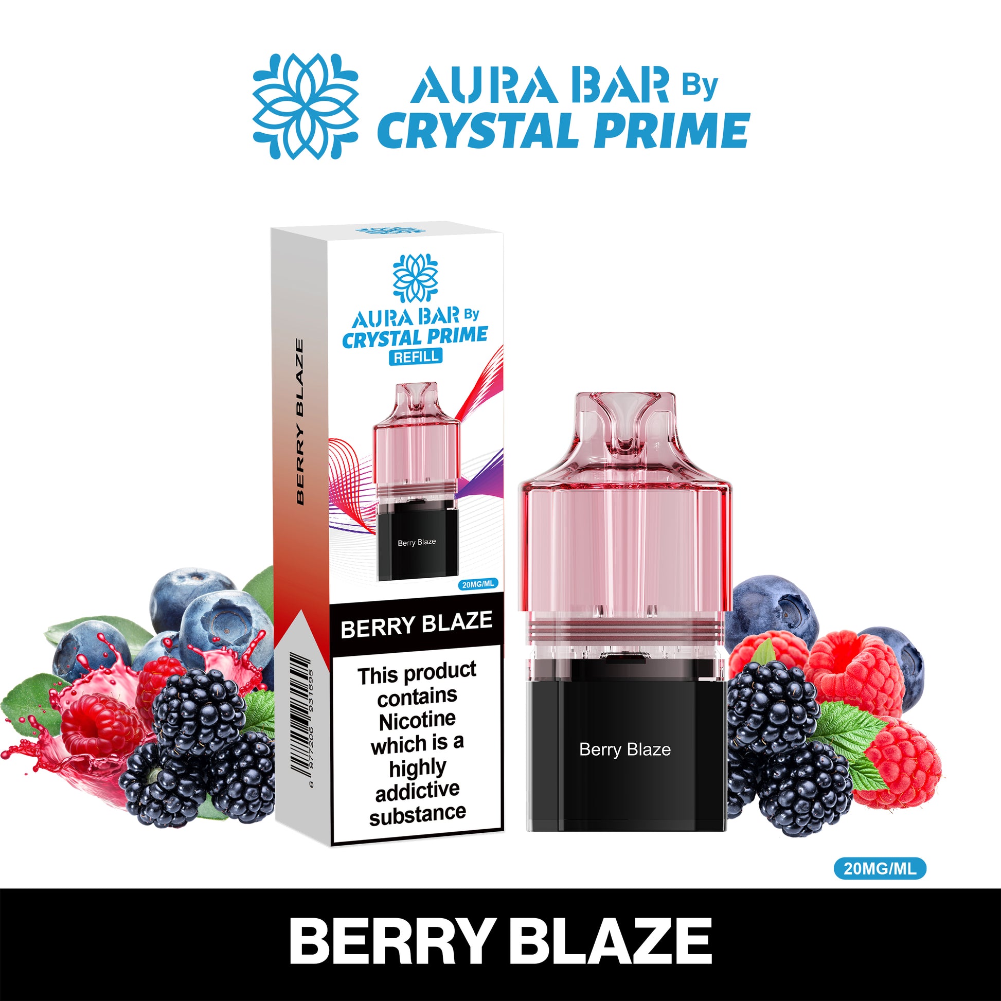 Crystal Prime Aura Bar 10K Prefilled Pods - Berry Blaze image