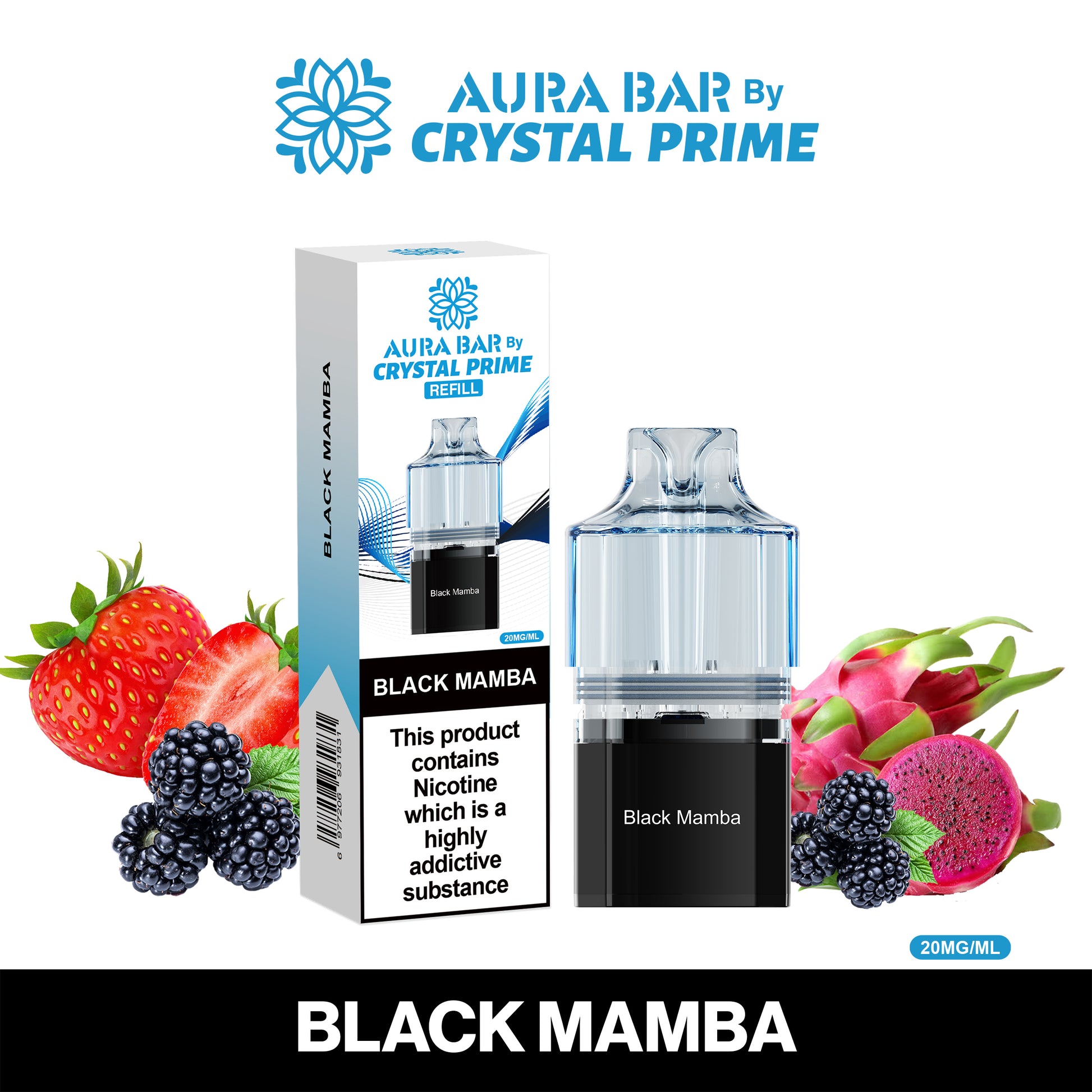 Crystal Prime Aura Bar 10K Prefilled Pods - Black Mamba image