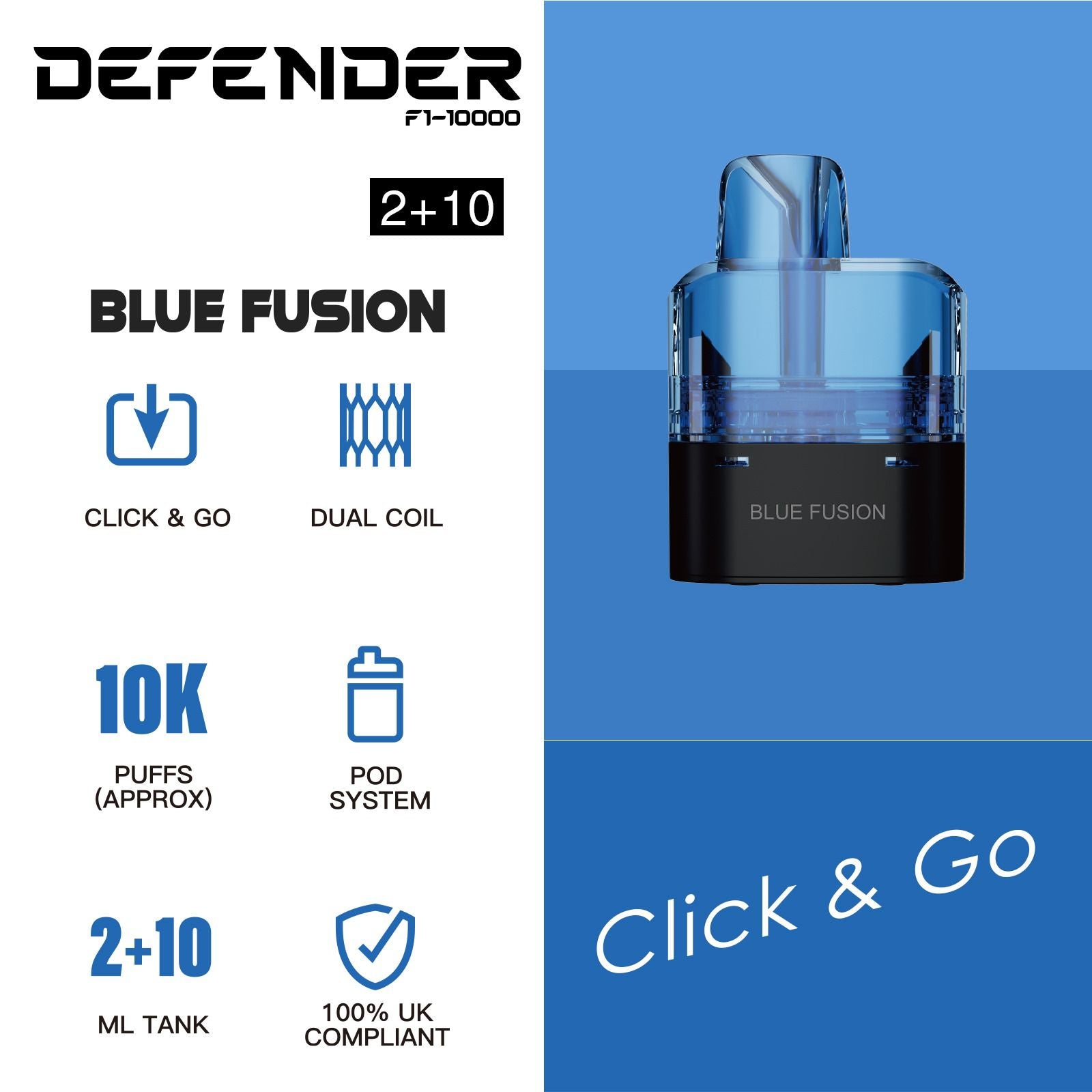 Defender F1-10000 Prefilled Pod - Blue Fusion image
