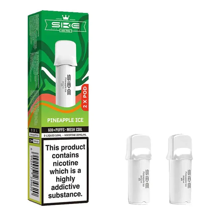 SKE Crystal Bar 600 Pro Prefilled Pods – 20mg Nicotine Salt (2 Pack) - Pineapple Ice image