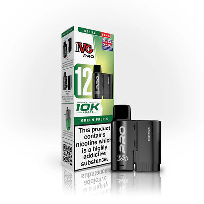 IVG Pro 12 Refill Pods – 2ml + 10ml | Up to 10,000 Puffs | 20mg Nic Salt - green-fruits image