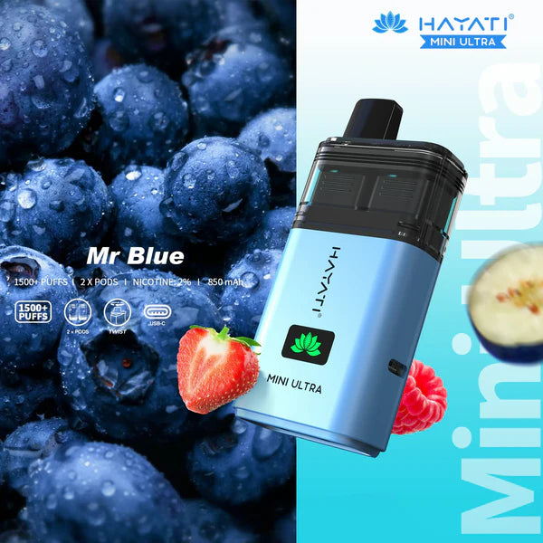 Hayati Mini Ultra 1500 Puffs Prefilled Vape Kit - Mr Blue image