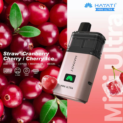Hayati Mini Ultra 1500 Puffs Prefilled Vape Kit - Strawberry Cranberry Cherry / Cherry Ice image
