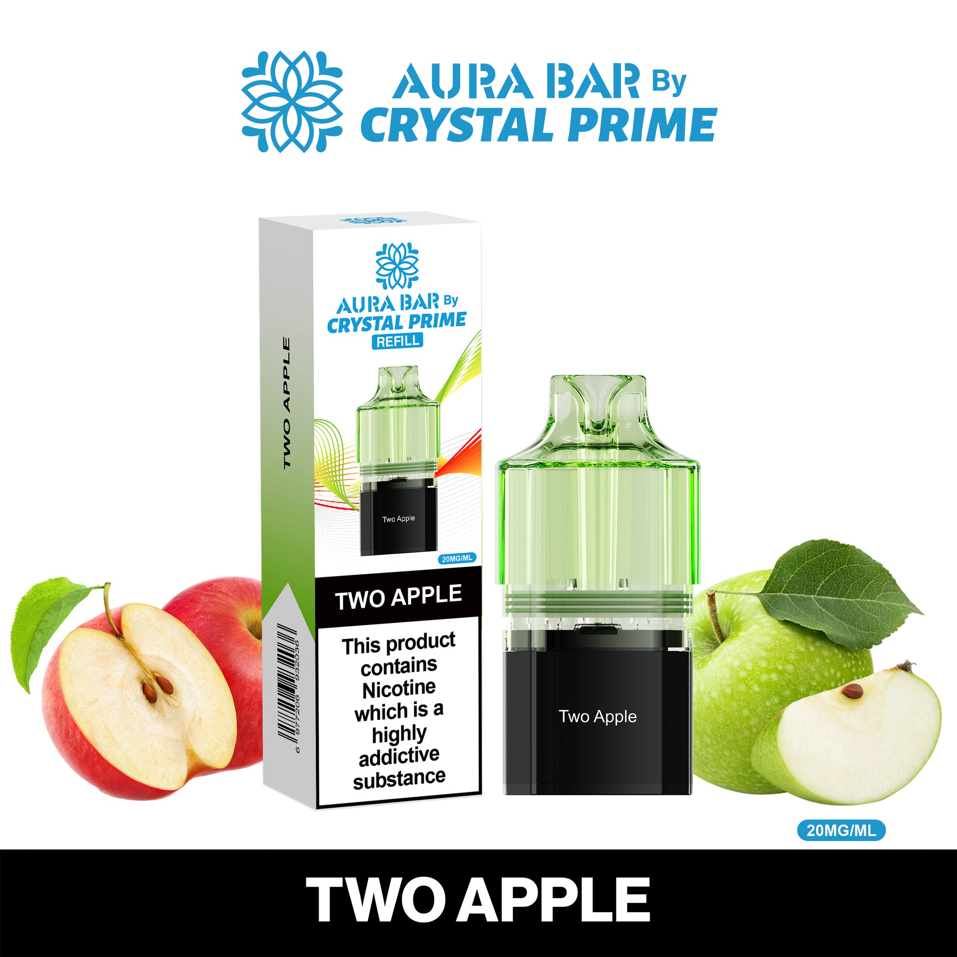 Crystal Prime Aura Bar 10K Prefilled Pods - Two Apple image