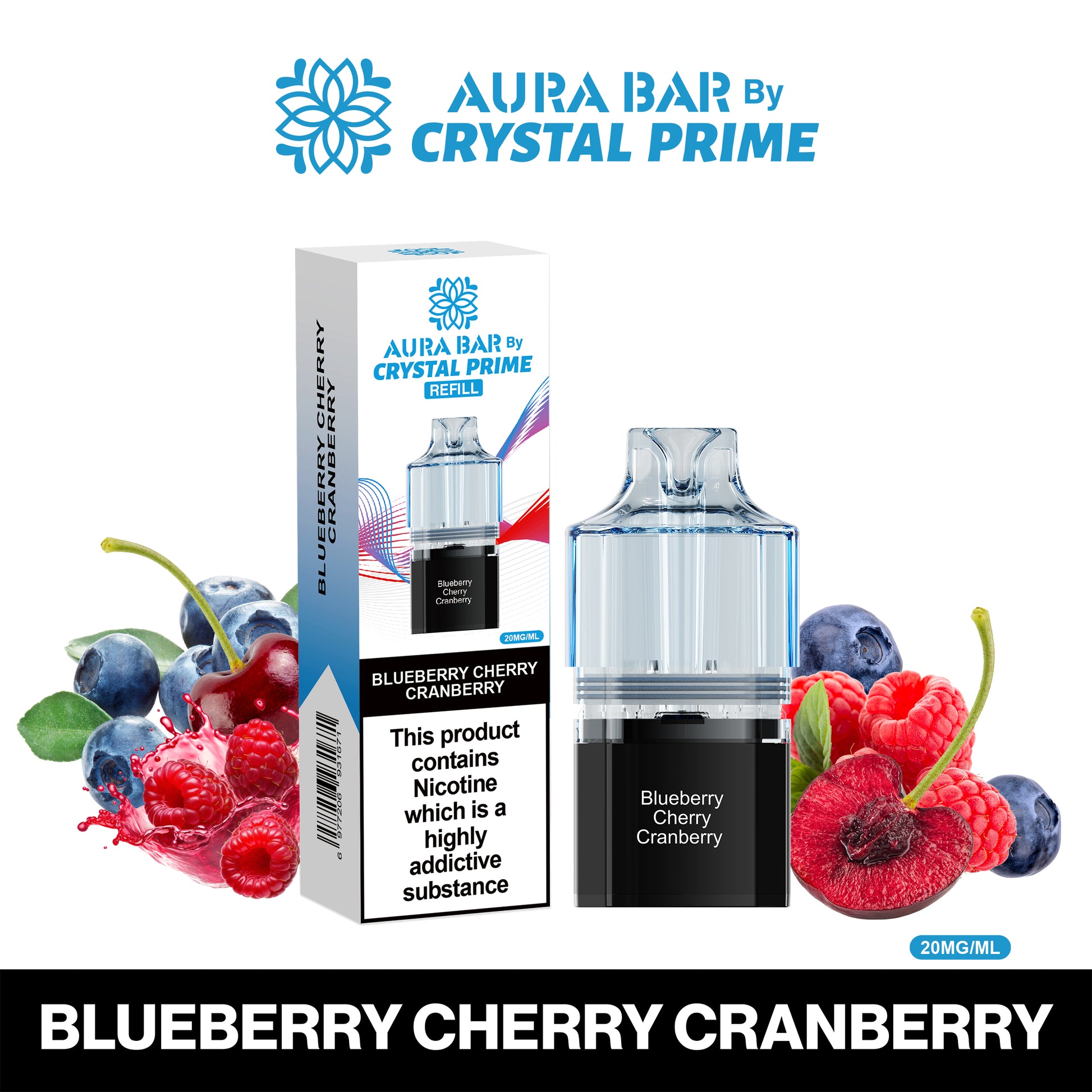 Crystal Prime Aura Bar 10K Prefilled Pods - Blueberry Cherry Cranberry image