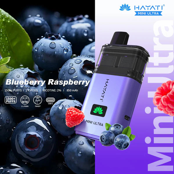 Hayati Mini Ultra 1500 Puffs Prefilled Vape Kit - Blueberry Raspberry image