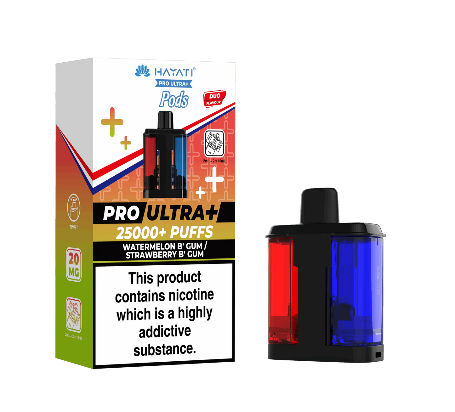 Hayati Pro Ultra Plus 25K Prefilled Pods - Watermelon B'Gum / Strawberry B'Gum image