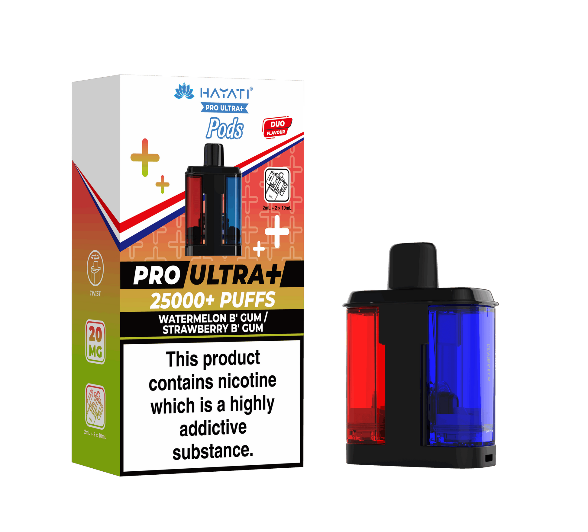 Hayati Pro Ultra Plus 25K Prefilled Pods - Watermelon B'Gum / Strawberry B'Gum image