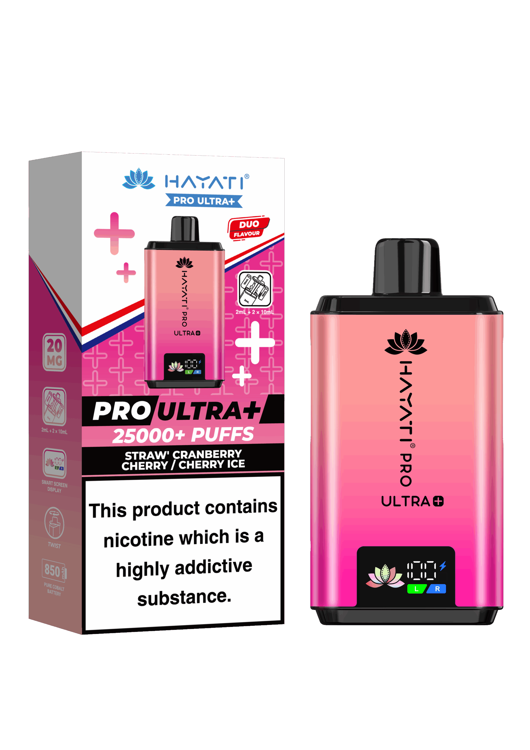 Hayati Pro Ultra Plus 25K Prefilled Vape Kit - Straw' Cranberry Cherry / Cherry Ice image