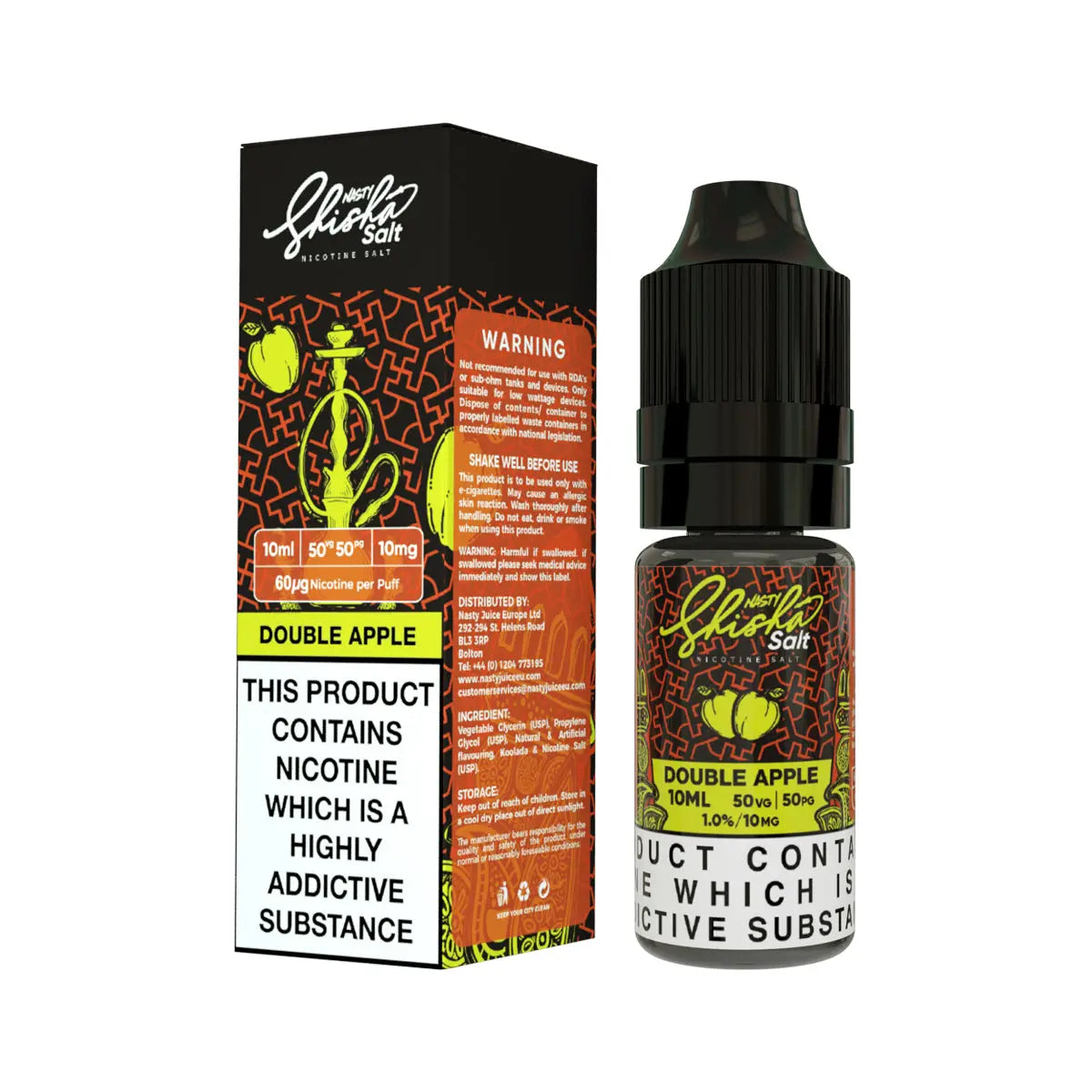 Nasty Shisha 10ml Nic Salts | 20MG | 50VG/50PG image 3