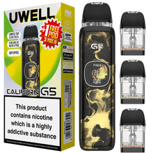Uwell Caliburn G5 Pod Kit with gpp pods and comes with a free pod