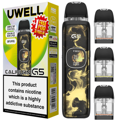 Uwell Caliburn G5 Pod Kit with gpp pods and comes with a free pod
