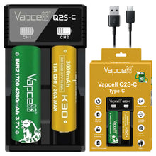 Vapcell Q2S-C USB-C Dual Bay Battery Charger Vapcell