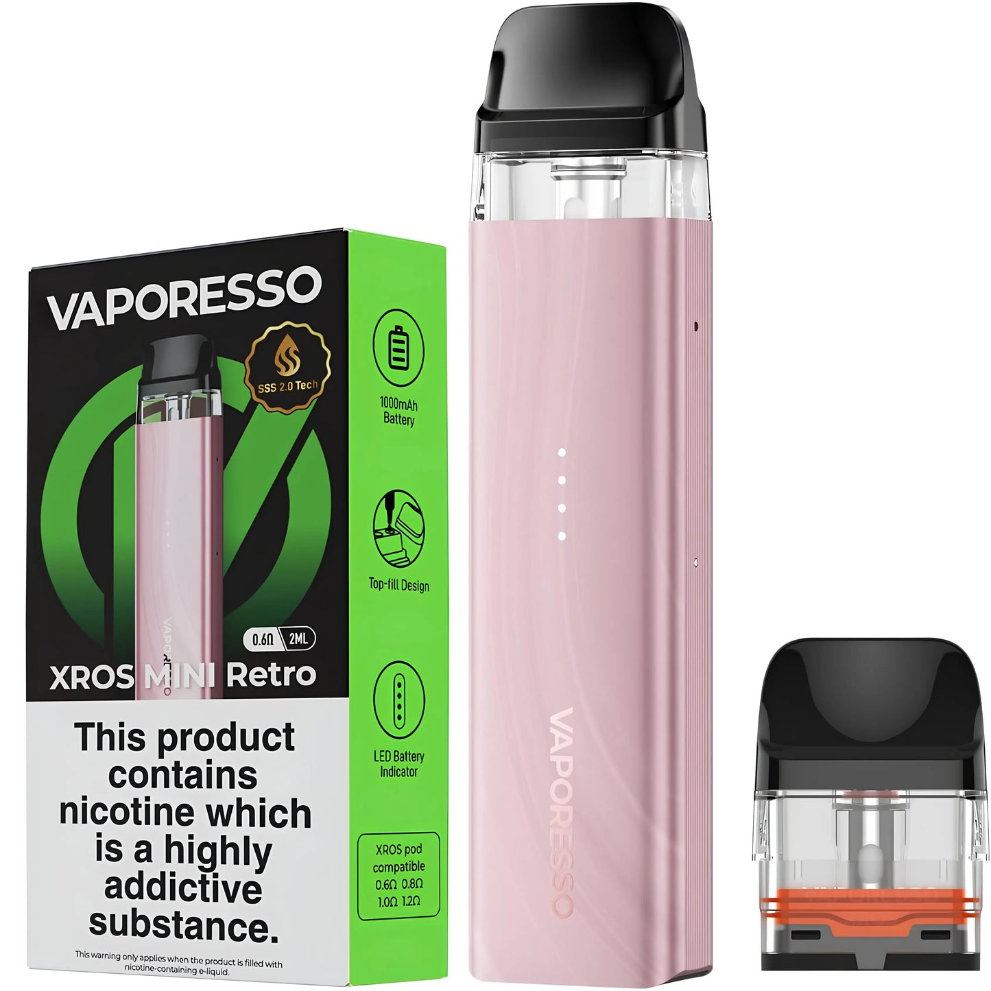 Vaporesso XROS Mini Retro Baby Pink pod kit with top fill XROS pod