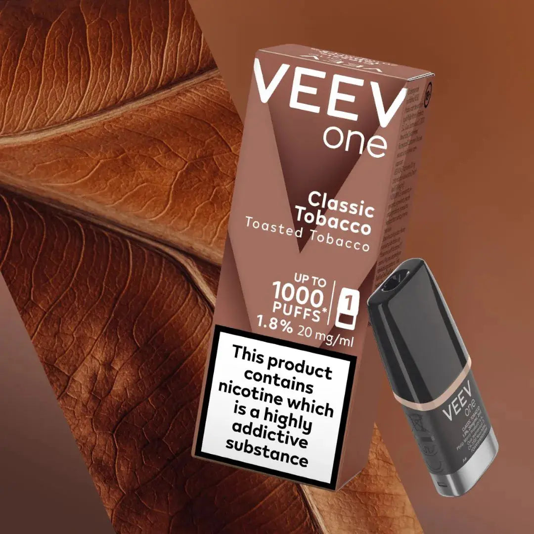 VEEV One Classic Tobacco 1 pod pack, 1.8% 20mg/ml prefilled pod, up to 1000 puffs