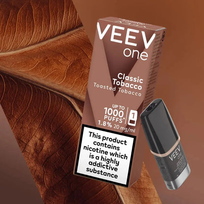 VEEV One Classic Tobacco 1 pod pack, 1.8% 20mg/ml prefilled pod, up to 1000 puffs