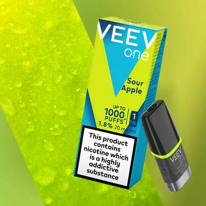 VEEV One Sour Apple 1 pod pack, 1.8% 20mg/ml vape pod, up to 1000 puffs