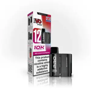 IVG Pro 12 Refill Pods – 2ml + 10ml | Up to 10,000 Puffs | 20mg Nic Salt - Red Sour Raspberry image