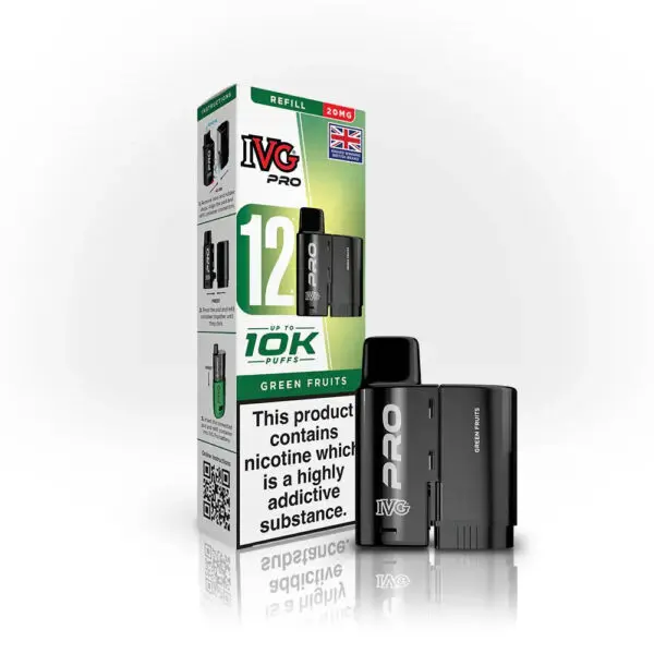 IVG Pro 12 Refill Pods – 2ml + 10ml | Up to 10,000 Puffs | 20mg Nic Salt - green-fruits image