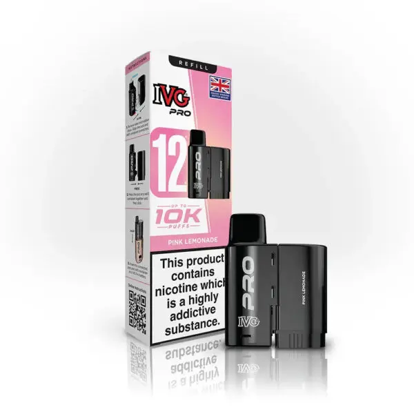 IVG Pro 12 Refill Pods – 2ml + 10ml | Up to 10,000 Puffs | 20mg Nic Salt - Pink Lemonade image