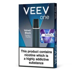 VEEV One Velvet Black with Blueberry X pod kit, 20mg prefilled pod vape kit