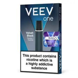VEEV One Velvet Black with Blueberry X pod kit, 20mg prefilled pod vape kit