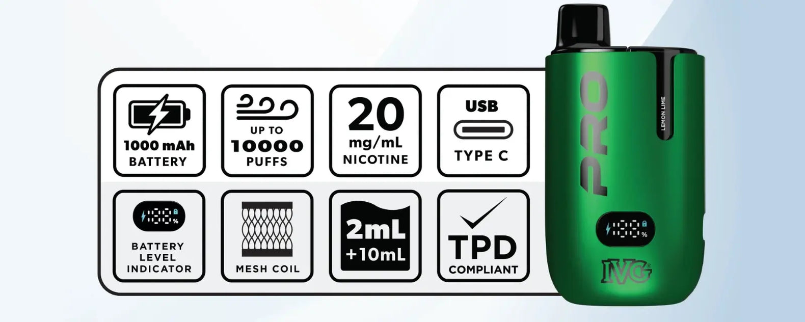 IVG Pro 10K Pod Vape Kit specifications